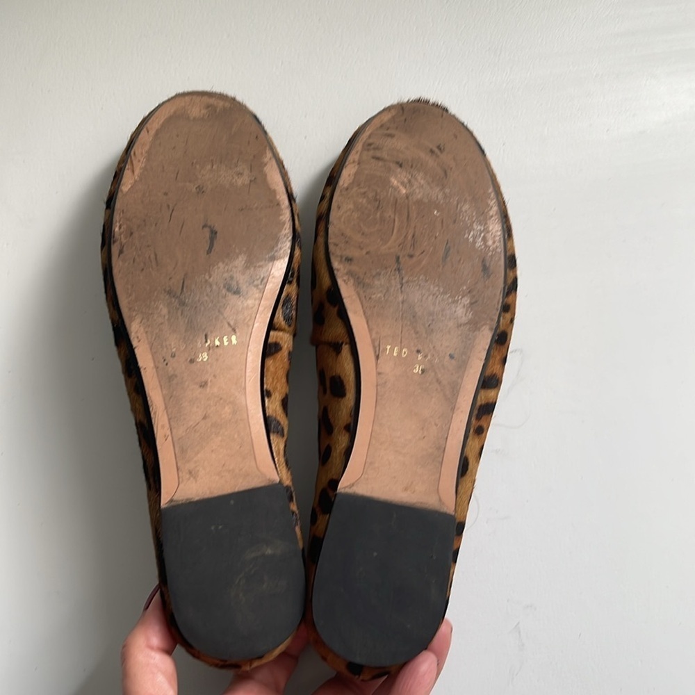 Ted Baker Norha Imitation Leopard Print Bow Pony Hair Ballerina Pump Sz 38 / 7.5 - Picture 6 of 8